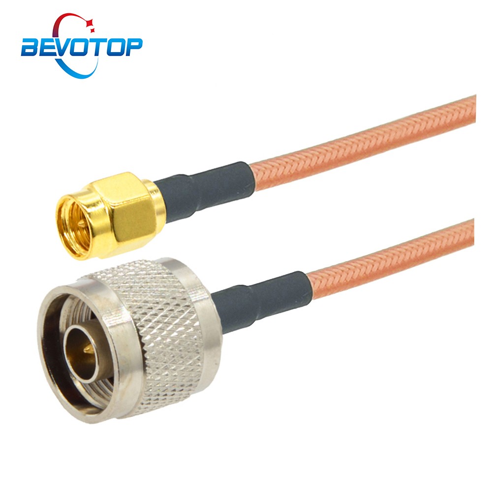 BEVOTOP RG142 N Male Plug to SMA Male RF Connector Cable Adapter Jumper Coaxial Pigtail RG-142 Extension Cord 10cm 15cm 50cm 1m