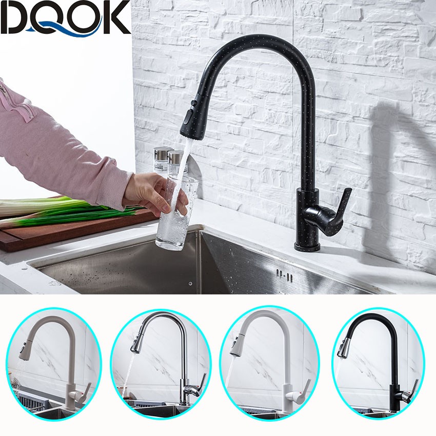 Blacked Kitchen Faucet Single Handle Pull Down White Kitchen Tap Single Hole Brushed Nickel Water Faucets Mixer Tap