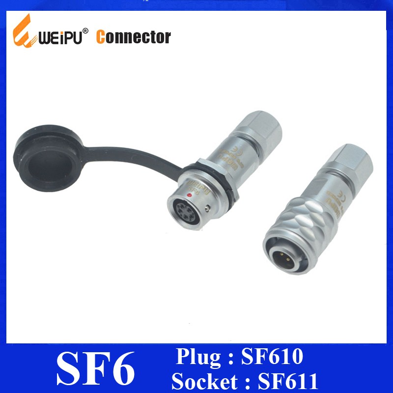 Original Weipu SF6 Connector SF6 2 3 4 5 Pin Male Female Plug Cable In Line Socket Connector Cable SF610/P SF611/S