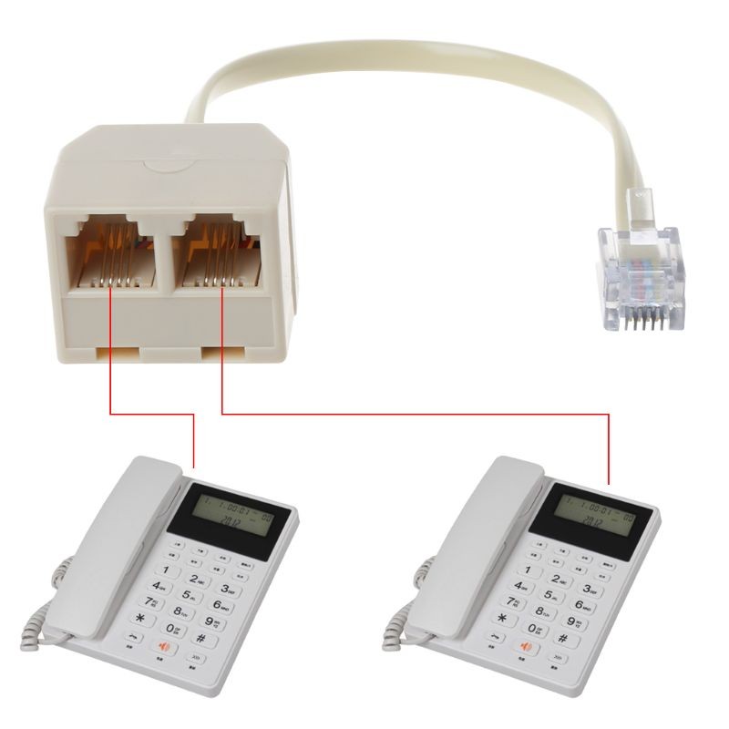 Phone Splitter RJ11 6P4C 1 Male to 2 Female RJ11 to RJ11 Splitter Phone Charger