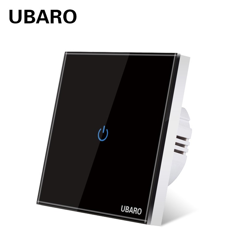 UBARO EU AC100-240V Tempered Black White Crystal Glass Touch Switch Tablet Wall Light Sensor Button 1/2/3 Gang 10A Led Indicator