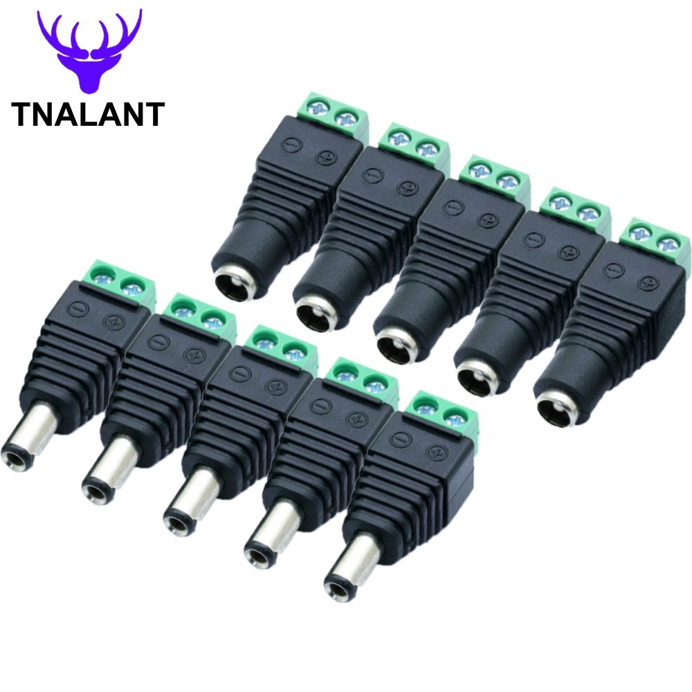 Female Male DC Connector 5.5mm x 2.1mm Power Jack Adapter Connector Cable Connector for LED Strip Security Cameras