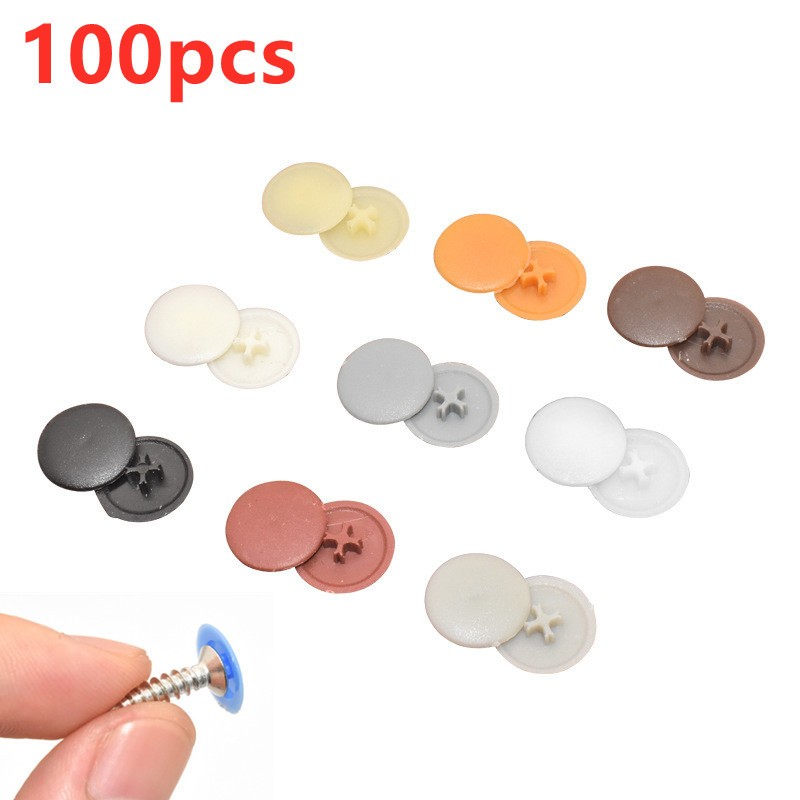 100pcs/bag Plastic Nuts Bolts Covers Outer Protective Caps Practical Self-tapping Screws Cover Decorative Furniture Hardware