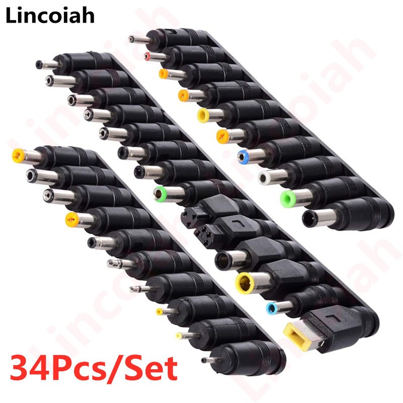 34pcs/8pcs Universal 5.5mm x 2.1mm DC AC Power Adapter Tips Connector Kits For Lenovo Thinkpad Laptop Power Supply Plug Jack Kits