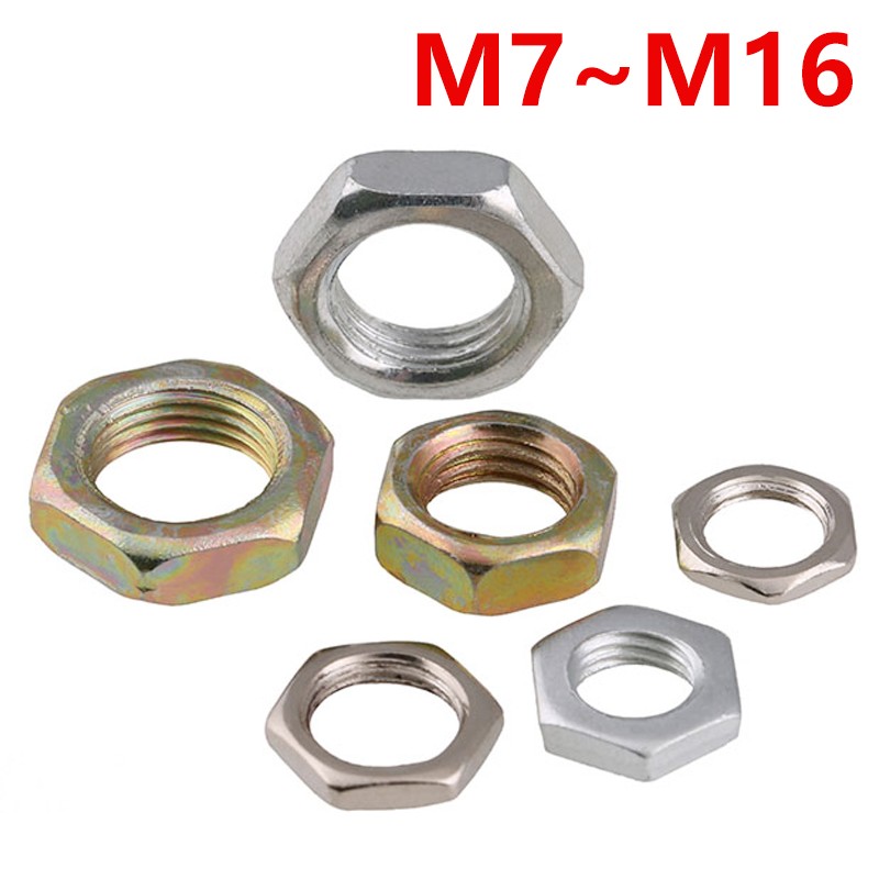 Carbon Steel Thin Nut Thin Nut Zinc Thin Nut White Color Zinc Thin Nut M7 M8 M9 M10 M12 M14 M16