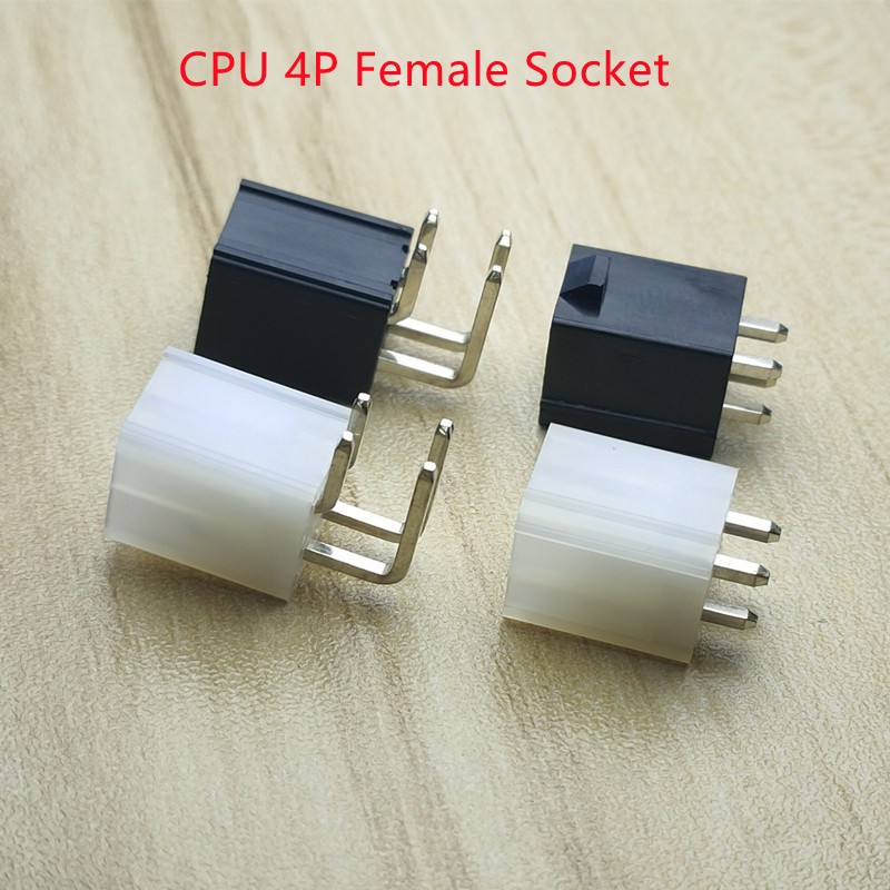 50pcs/1lot 5557 4.2mm Black/White 4P 4PIN Female Socket Straight/Curved Needle for PC Computer ATX CPU Power Connector