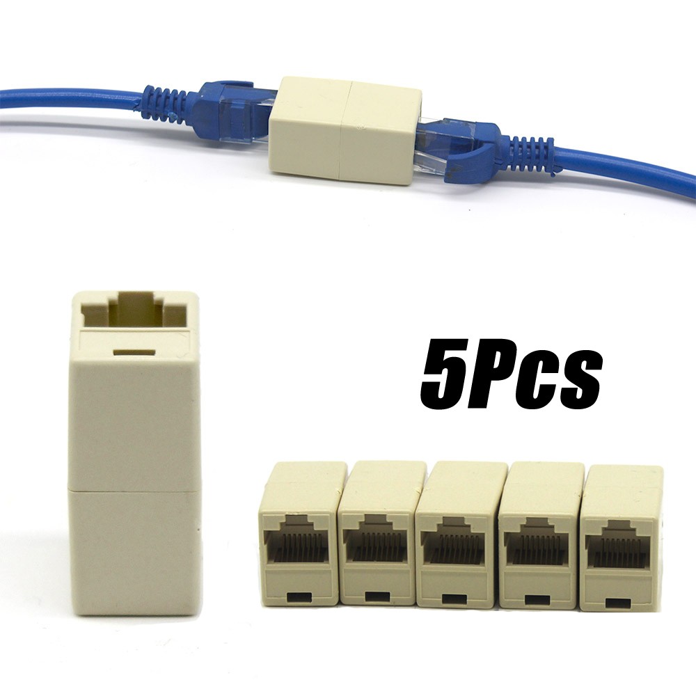 5pcs New Alloy Internet Tools RJ45 CAT5 Coupler Plug Adapter Network Lan Cable Extender Connector