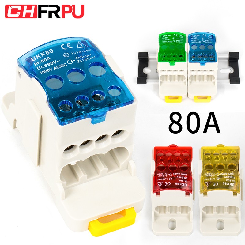 Multiport Distribution Box Universal Wire Connector Terminal Blocks Waterproof Junction Box UKK 80A