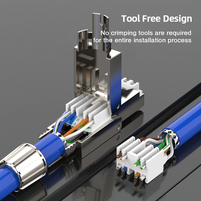 ZoeRax RJ45 8P8C STP Shielded Field Connector - RJ45 Termination Plug for Cat.6/6A/7 23AWG Solid Cable Installation