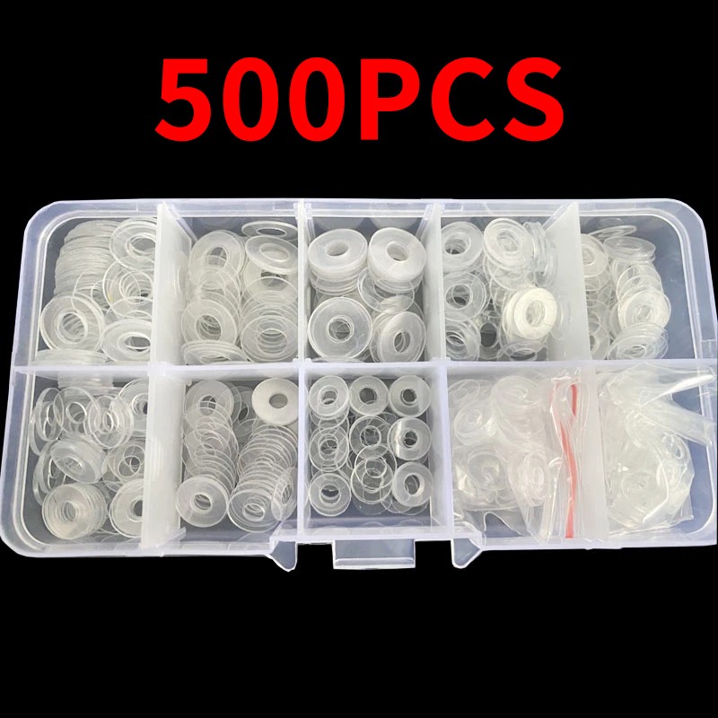 500pcs PVC Washers M3 M4 M5 M6 Soft/Hard Plastic Gasket Transparent Insulation Flat pading Screws Assortment