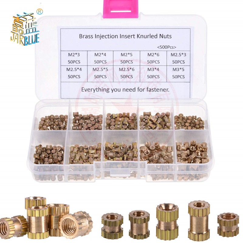 200/500pcs M2*L-3.5 M2.5*L-3.5 M3*L-4.2(OD) Injection Nut Brass Insert Knurling Nuts Knurling Kit for Electric