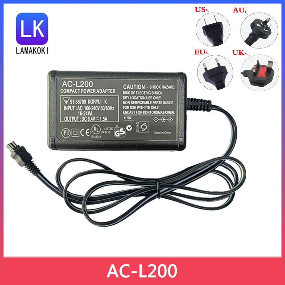 AC-L200 AC Power Adapter Sony Handycam DCR-SX40 SX41 SX45 SX60 SX65, DCR-DVD7 DVD105 DVD108 DVD203 DVD308 DVD610 Camera