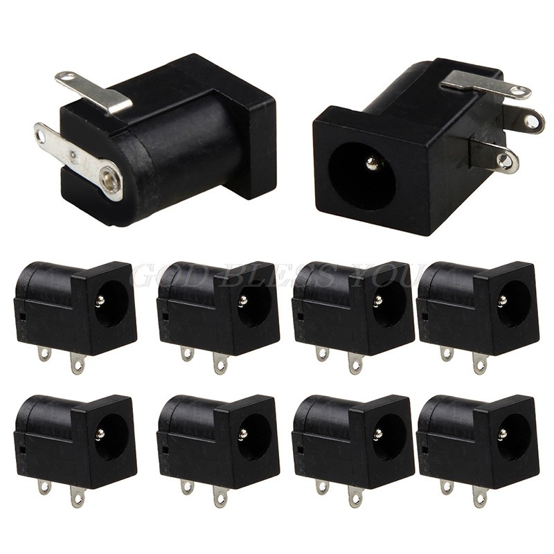 10pcs PCB Base 5.5 x 2.1mm Female DC Power Jack Plug Black Socket Connector Drop Shipping