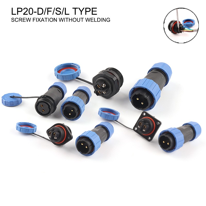 LP/SP20 IP68 Waterproof Connector Aviation Plug and Socket Male Female Cable Connectors Set 2-7 Pin Soldering Quick Connection