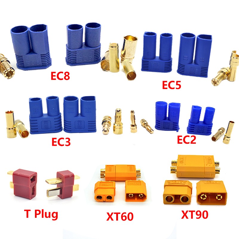 2/5/10 Pair XT60 XT90 EC2 EC3 EC5 EC8 t Plug Battery Connection Kit Male And Female Gold Plated Banana Plug For RC Parts