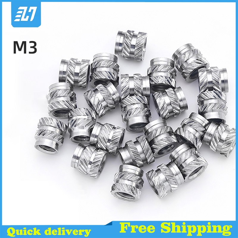 303 Stainless Steel M3 Hot Melt Soil Eight Twill Nuts High-strength Anti-corrosion SUS Embossed Knurled Injection Nut Inserts