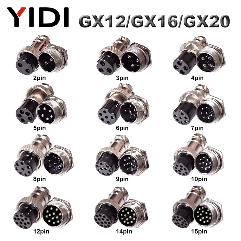 YIDI 5/10 Set GX12 GX16 GX20 2 3 4 5 6 7 8 9 10 12 14 15 Pin Male Female Lc Cable Pilot Flight Circular Connector Plug Socket