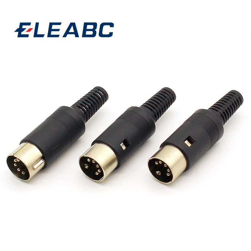 3pcs/lot DIN Male Plug Cable Connector 5 Pin With Plastic Handle