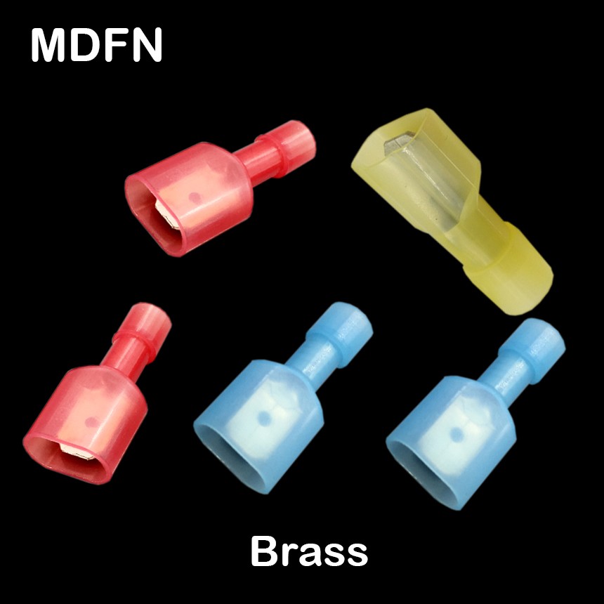 MDFN1.25-250 MDFN2-250 MDFN5.5-250 Brass Red Blue Nylon Insulation Male Quick Disconnect Joint Connector Crimp Terminal