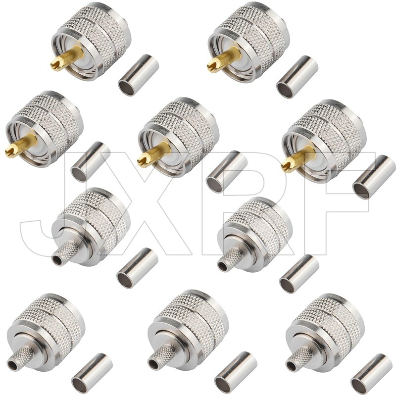 JX Connector 10pcs PL259 UHF Male Plug Socket Coax Connector Adapter RF Connector For RG58 RG142 LMR195 RG400 Cable Fast Ship