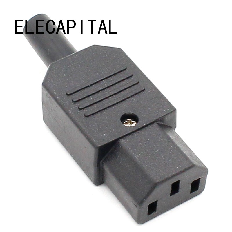 10pcs New Wholesale Price 10A 250V Black IEC C13 Female Plug Rewirable Power Connector 3 Pin AC Socket