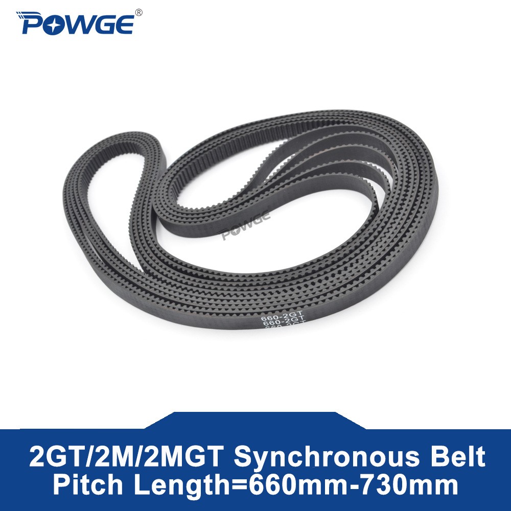 POWGE 2MGT G2M 2GT Synchronous timing belt pitch length 660/670/676/696/700/710/724/726/730 width 6/9mm rubber GT2 closed loop