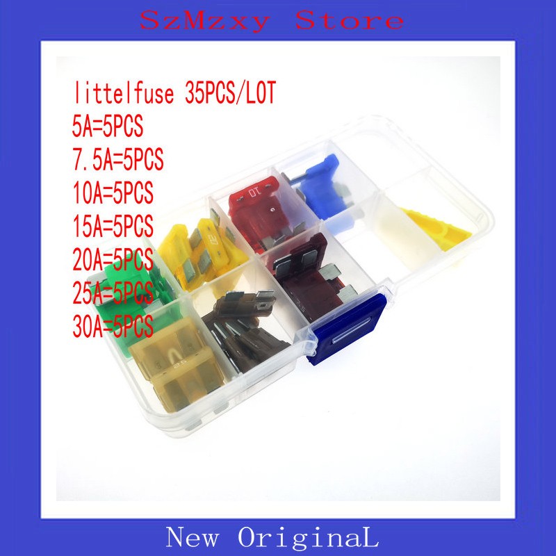 35pcs/lot littelfuse medium car fuse 5A 7.5A 10A 15A 20A 25A 30A