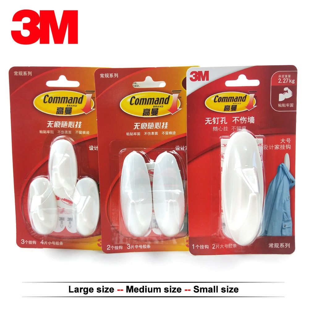 3M Adhesive Hooks for Hanging Damage Free Hanging Hooks Remove Pure Large/Medium/Small Size