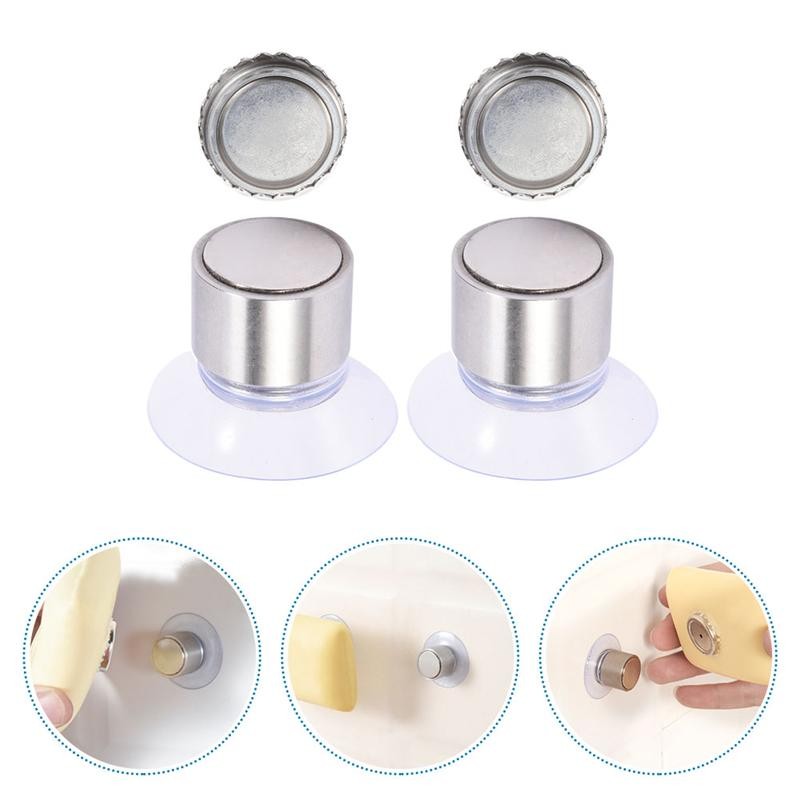 2 Sets of Creative Magnetic Soap Holders Bathroom Wall Hanging Free Soap Holders Soap Suction Rack Punch for Kitchen Bathroom