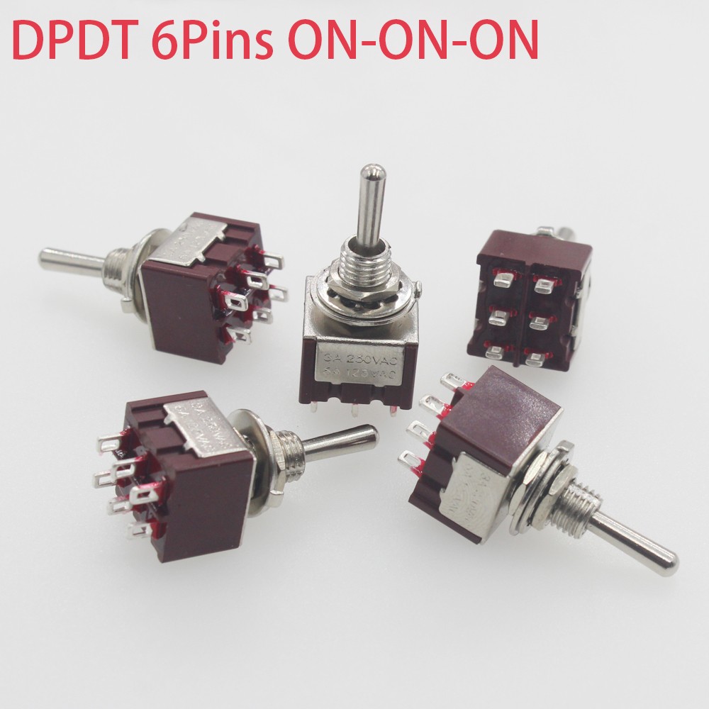 5pcs/lot DPDT 6 Pins 3 Position On On On On The Rocker Mini Guitar Switch Toggle