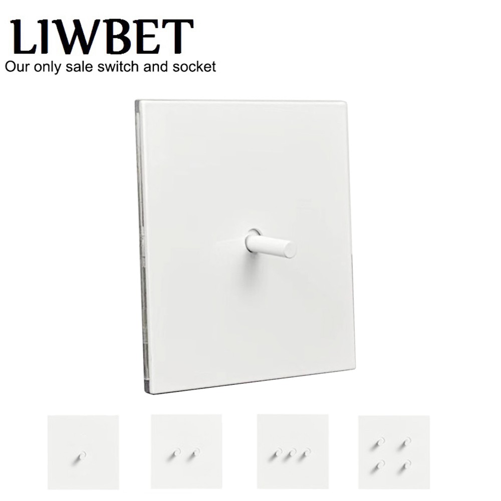 LIWBET white color wall toggle switch and metal plate 1gang/2gang/3gang/4gang 2 way light switch and wall socket