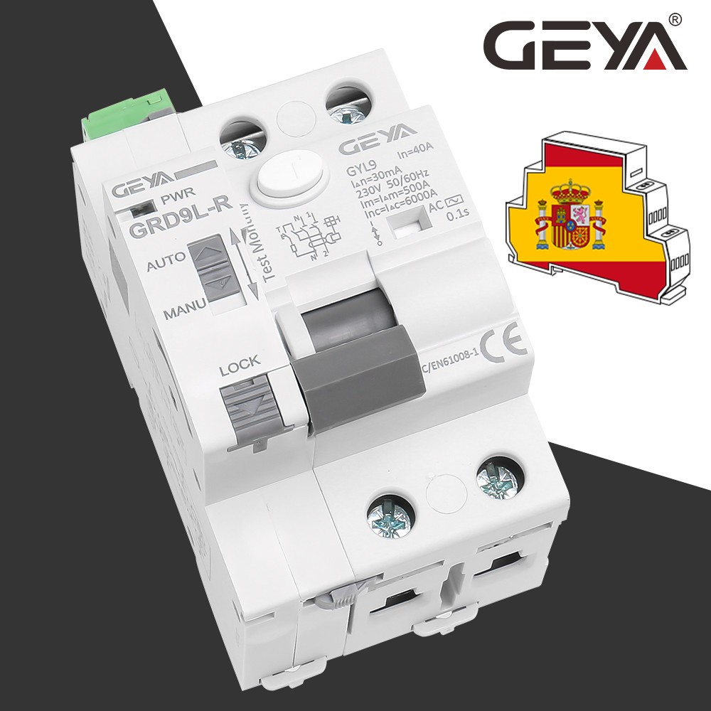 GEYA GRD9L-R RCCB التلقائي الذاتي إعادة جهاز قطاع دارة 2P 40A 30mA 100mA 300mA RCD الذكية قواطع التيار المتناوب