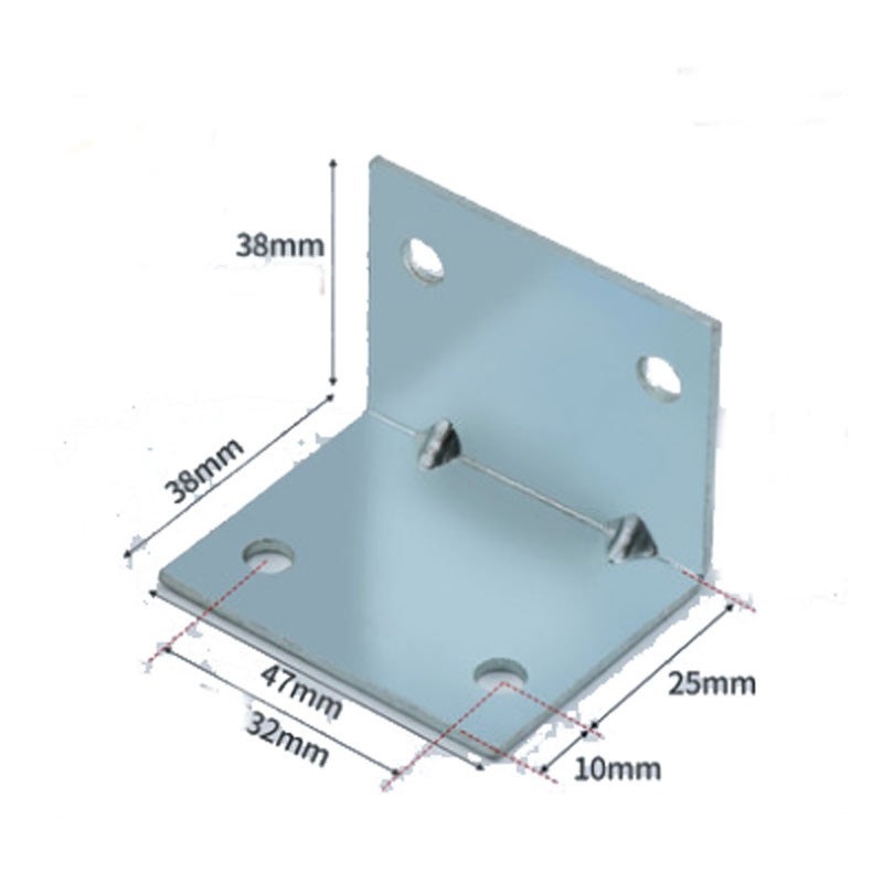 3pcs 38mm*38mm Length 90 Degree Angle Code Furniture Fixing Shelf Iron Plating Blue Zinc 5.5mm Hole Diameter 1.8mm Thickness