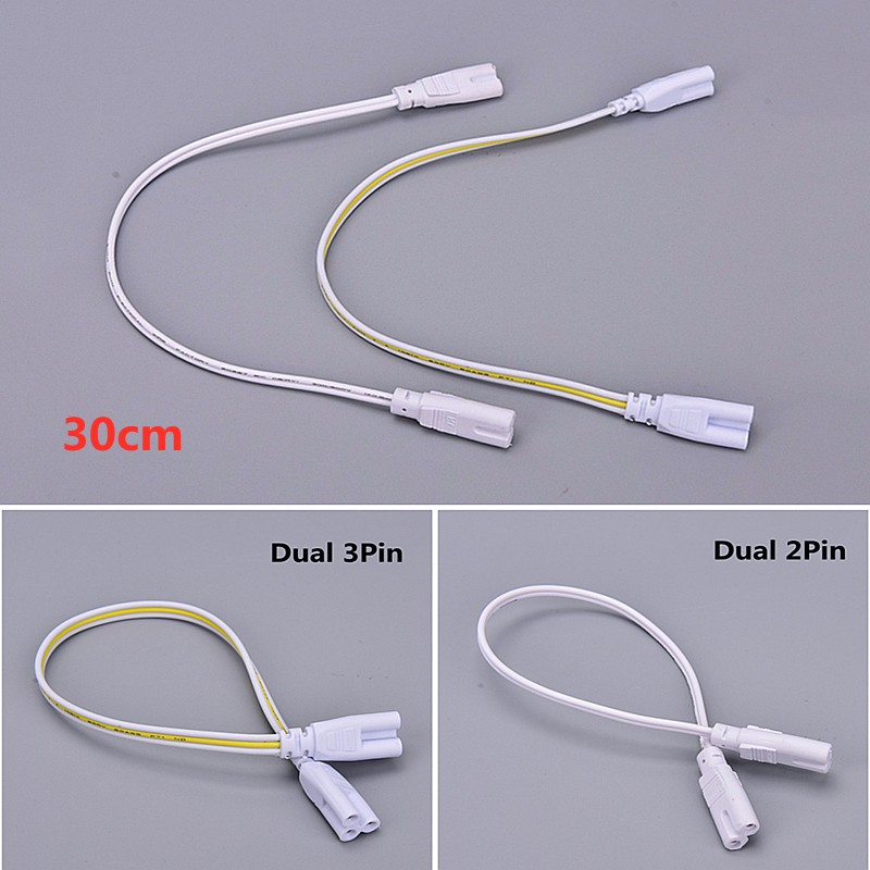 1pcs LED Tube Connector 3Pin/2Pin Double End Wire Cable 30cm Two Phase Three Phase T4 T5 T8 Lighting Lamp Connect Wholesale