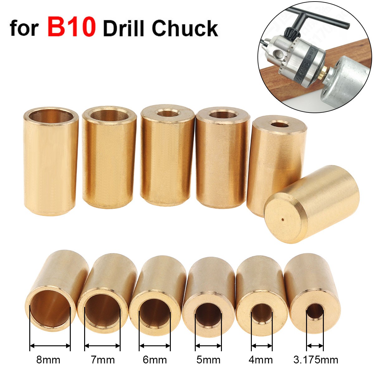 B10 Drill Chuck Adapter Connecting Rod Shaft Sleeve Steel Brass Coupling 3.17mm 4mm 5mm 6mm 7mm 8mm