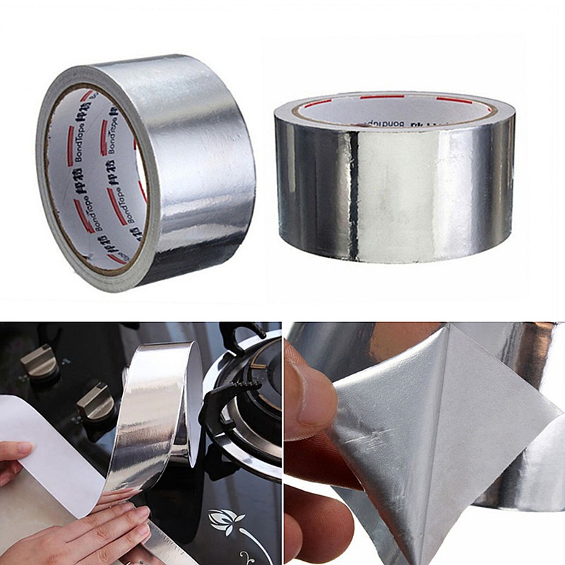 1 Roll 5cm*17m Thermal Duct Resistant Repairs High Temperature Resistant Foil Adhesive Aluminum Foil Adhesive Sealing Tape