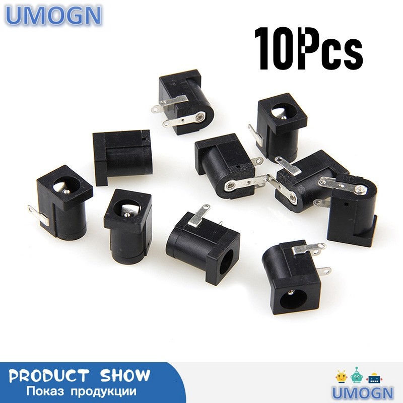 10pcs PCB Base 5.5 x 2.1mm Female DC Power Jack Plug Socket Connector Black