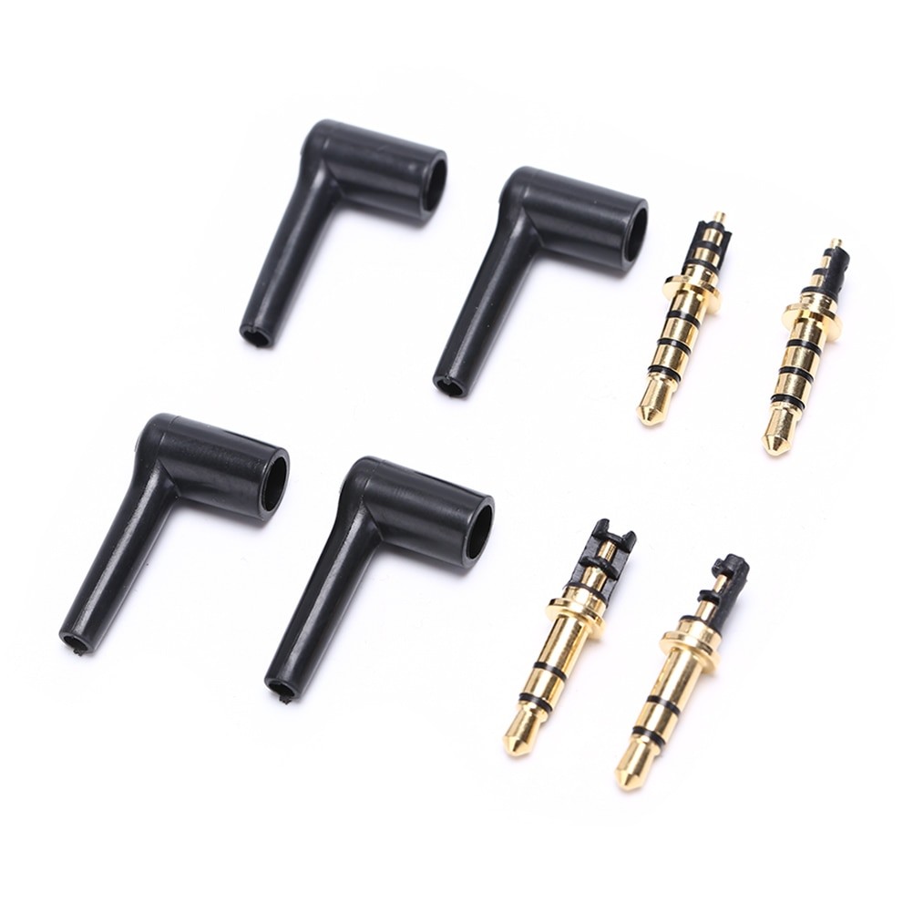 2pcs 3.5mm Stereo Headphone Plug Jack 3 4 Pole 3.5 Gold Plated 90 Degree Black Audio Plugs Jack Adapter Connector