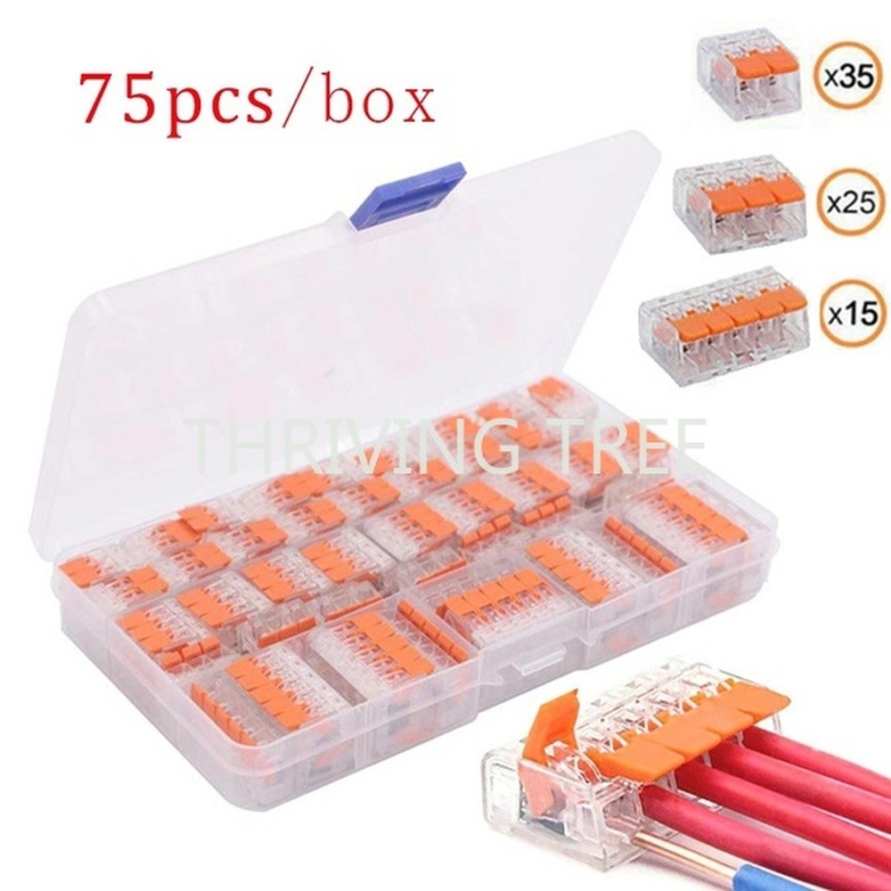 75pcs 221 Electrical Connectors Wire Block Clamp Cable Terminal Reusable Small Quick Home Connector Wire Terminal