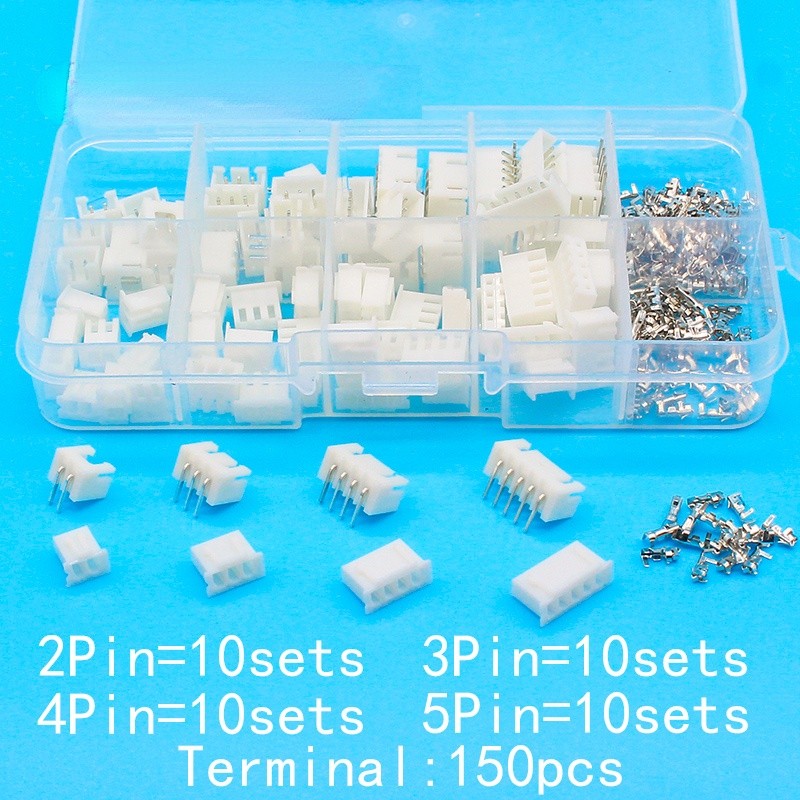 40 sets Kit in box 2p 3p 4p 5pin Right angle 2.54mm Pitch Terminal / Housing / Pin Header Connector Adaptor XH Kits