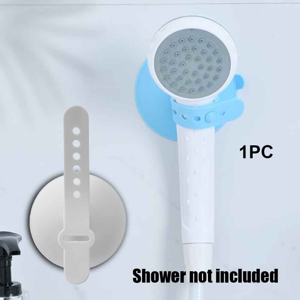 Bathroom Accessories Shower Head Holder Durable Silicone Adjustable Strap Non-slip Solid Wall Mounted Home Hotel Strong Suction