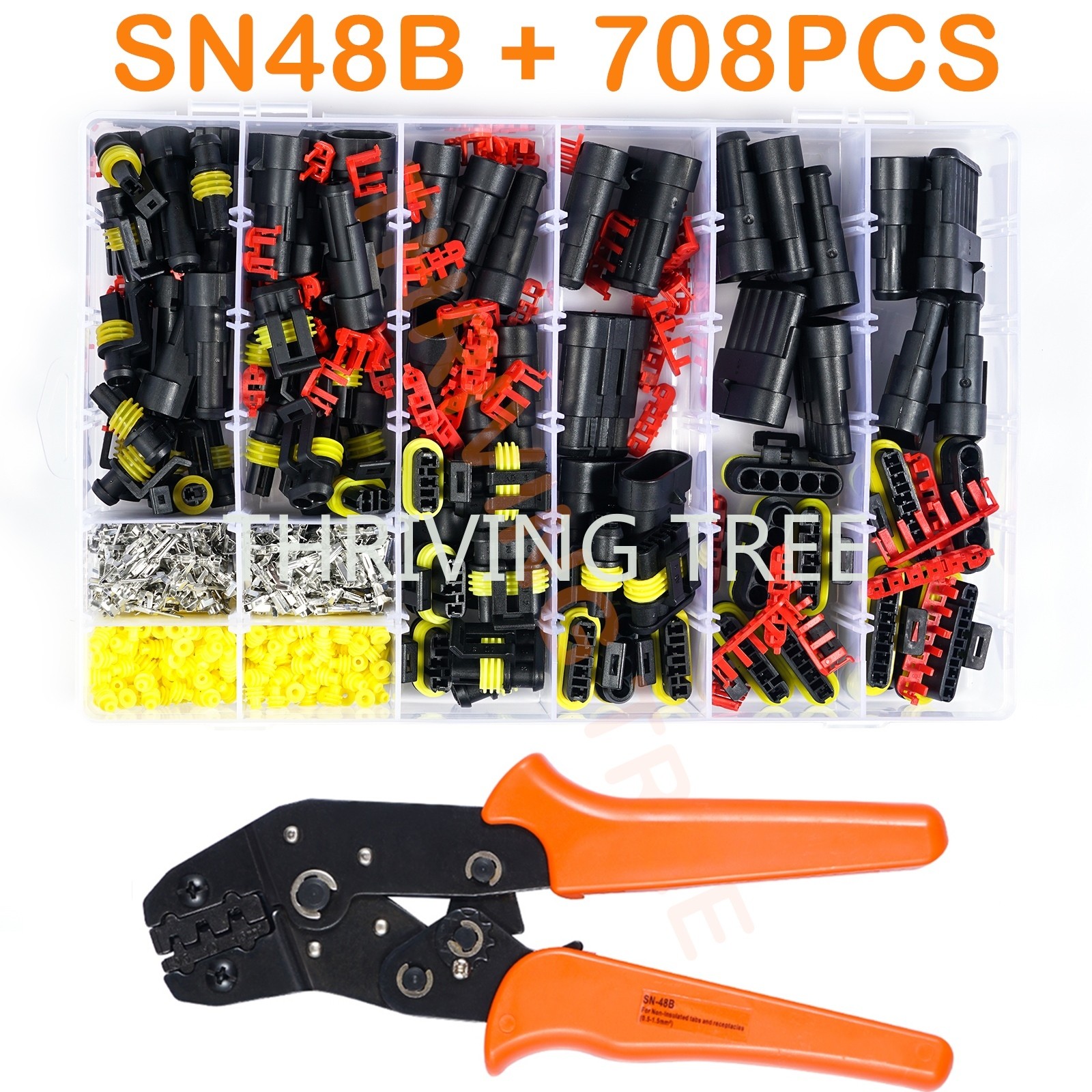 708/352/240pcs HID Connectors Waterproof 1/2/3/4Pin Car Electrical Wire Connector Plug Truck Harness Male Female Crimping Pliers