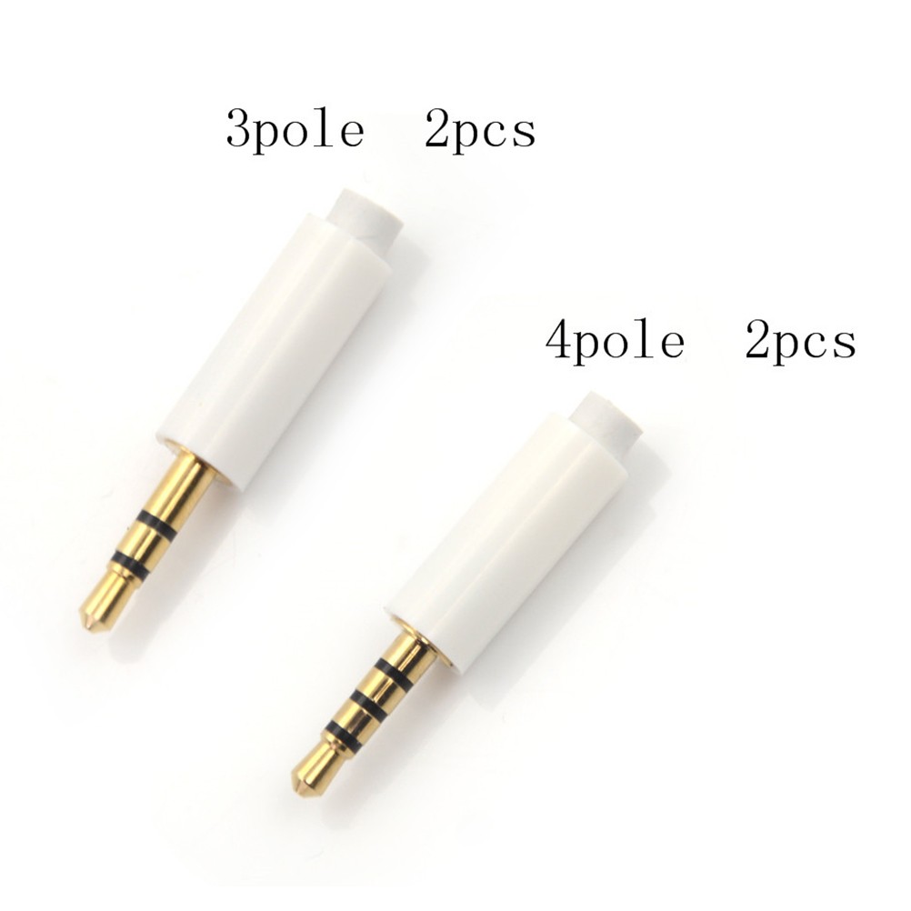 2pcs/lot 2.5mm Stereo Headphone Plug With Tail 3/4 Pole 2.5mm Audio Plug Jack Adapter Connector For White Phone