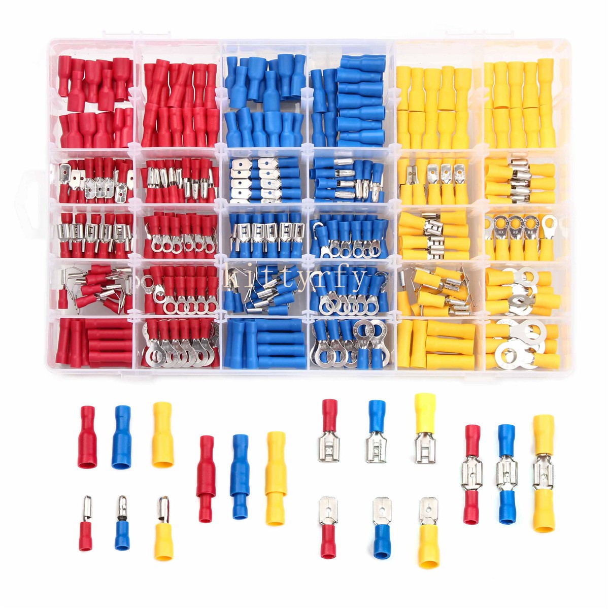 Insulated Box Male Female Spade Terminal Cable Connector Electrical Wire Crimp Butt Ring Fork Spade Lug Rolled Assortment Kit