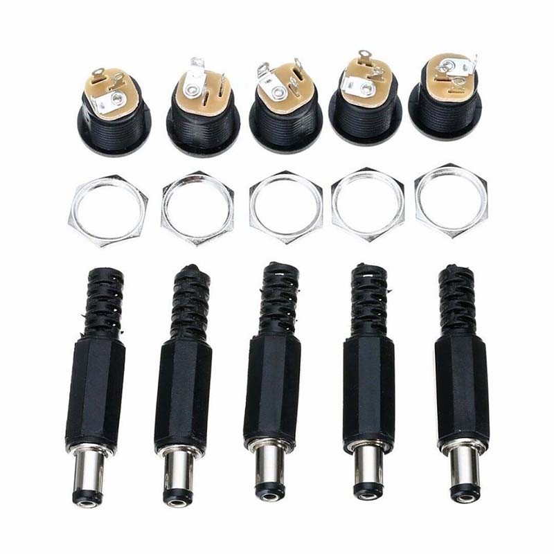 20pcs/lot 12V 3A Plastic Male Plugs Female Socket Panel Mount Jack DC Power Connector Electrical Supplies