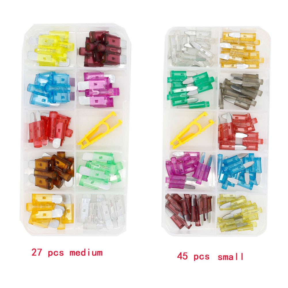 5-40A Auto Fuse For 27pcs Medium/45pcs Small Type With Light In 1 Box Car Fuse 32V Plug In Type