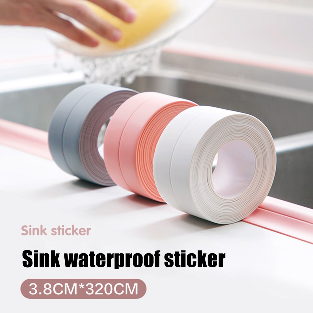 Self-adhesive Waterproof Wall Sticker Sink Edge Tape for Bathroom Kitchen Shower Sink Bath Sealing Long Strip Light Caulk Strip