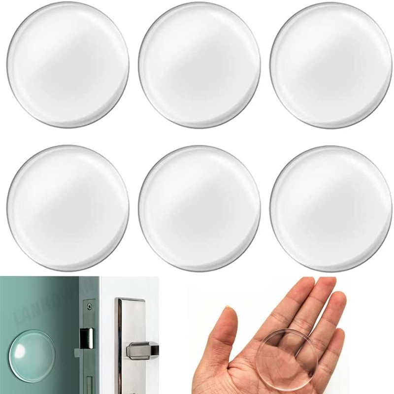 6pcs Door Stopper Wall Protector Self-adhesive Quiet Reusable Shock Absorbent Gel Door Handle Silencer Wall Protection