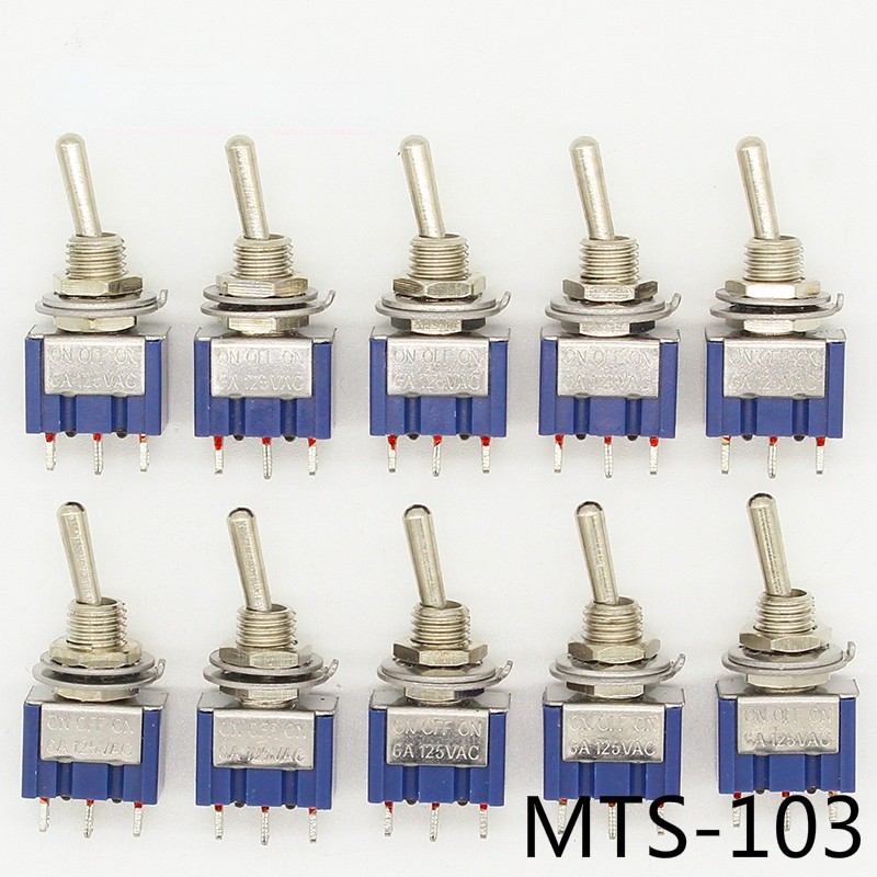 10pcs ON-OFF-ON 3 Pin 3 Latching Position Miniature Toggle Switch AC 125V/6A 250V/3A