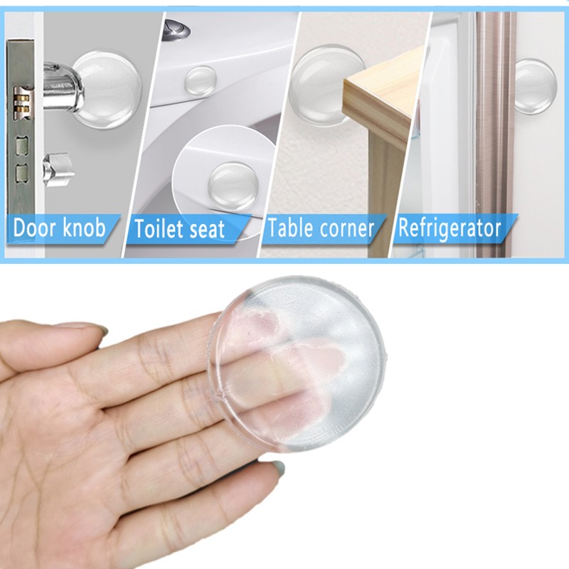 1/6pcs Self-adhesive Door Handle Bumper Protective Plug Transparent Silicone Wall Guard Non-slip Round Doors Stopper Muffler